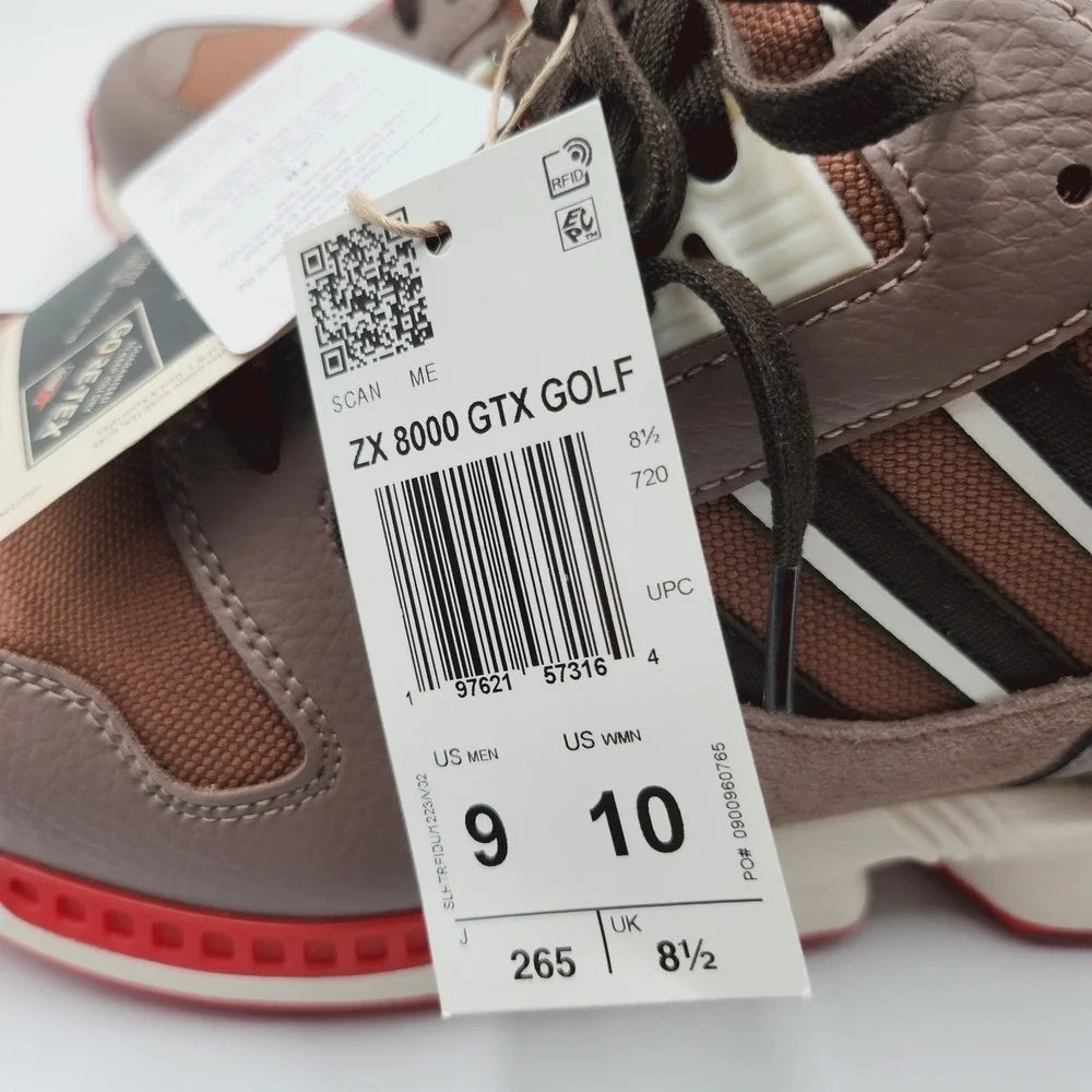 Mens Size 9 Adidas Golf Shoes 8000 Gore-Tex Spikeless Lace-Up Brown Red JP5258